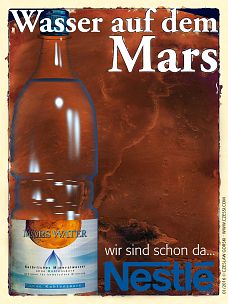 politischer Poster von Czeslaw Gorski - wsser auf dem mars gefunden nestle