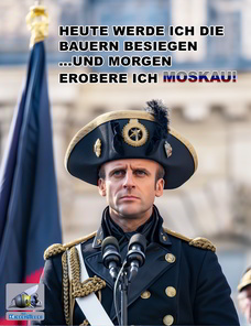 politischer Poster von Czeslaw Gorski - macron besiegt moskau