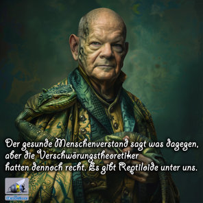 politischer Poster von Czeslaw Gorski - Reptilianer leben unter uns